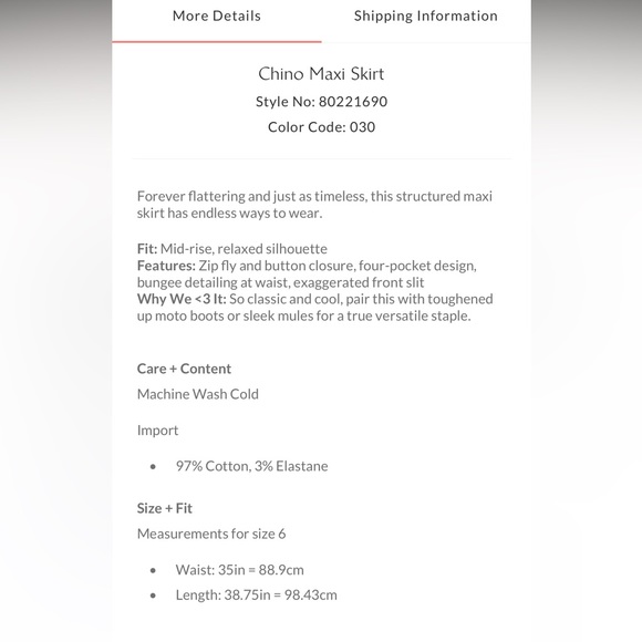 NWOT • Free People Chino Maxi Skirt - Picture 5 of 8